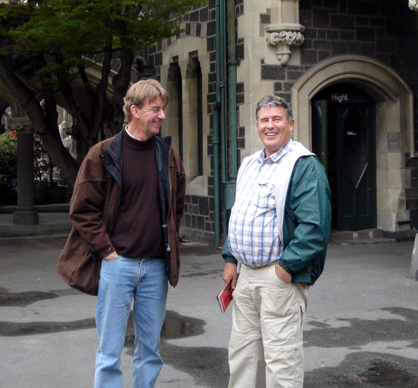 Christchurch University Lindsay and Bernard.jpg - Bernard and Lindsay outside Christchurch University.